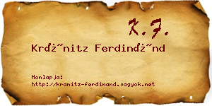 Kránitz Ferdinánd névjegykártya